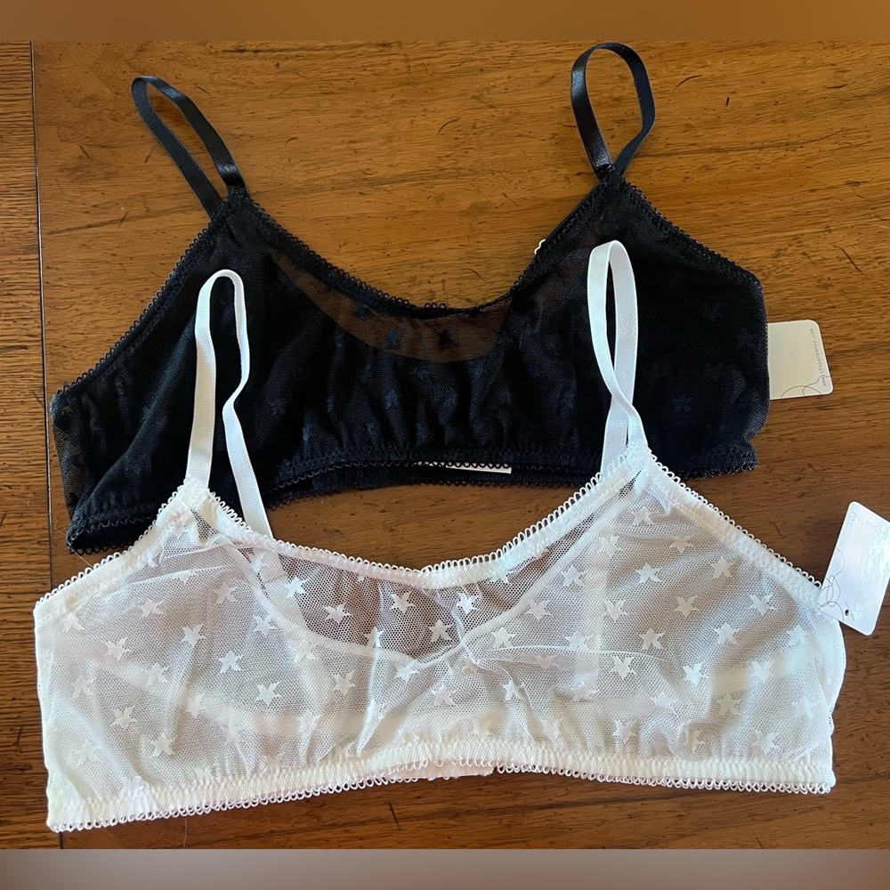 2 for $10. Dark blue and white star mesh bras, small